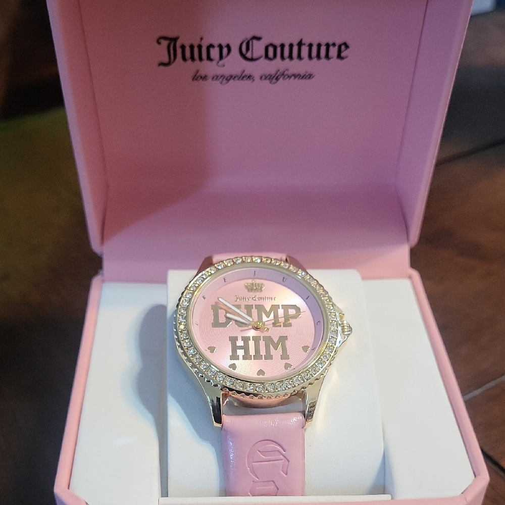 Juicy Couture Pink 'Dump Him' Crystal Accent Watch
